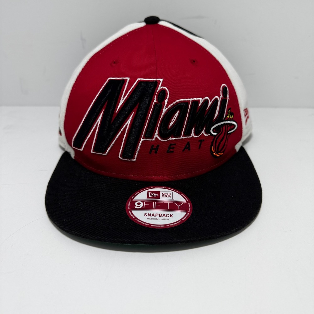 New Era 9FIFTY Miami Heat Hardwood Classics Snapback Hat Red White Black M/L